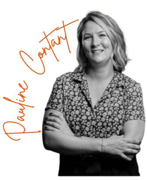 Portrait de Pauline Contant designer d'intérieur et écriture orange